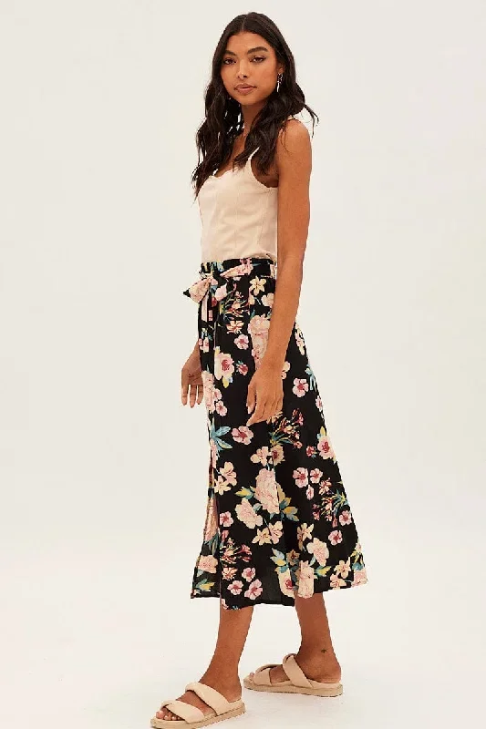 black-floral-high-waist-front-slit-floral-midi-skirt-sm12444b-f