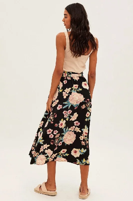 black-floral-high-waist-front-slit-floral-midi-skirt-sm12444b-f