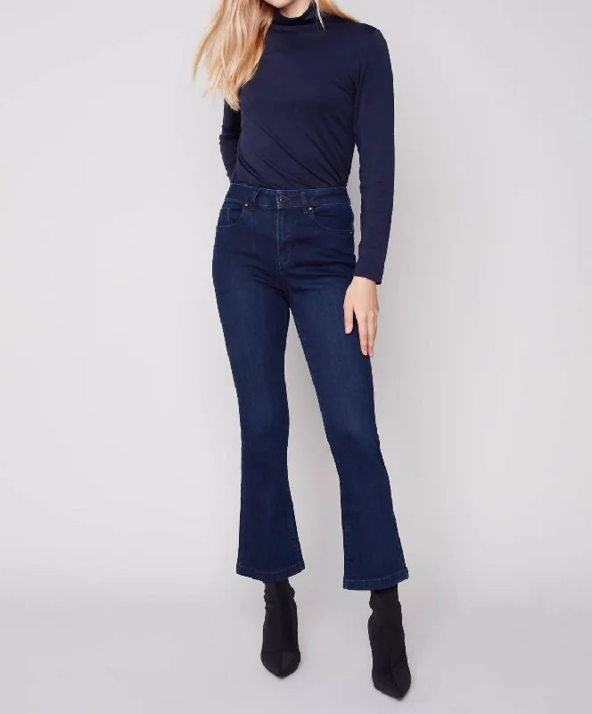 Bootleg Stretch Denim Pants In Blue Black