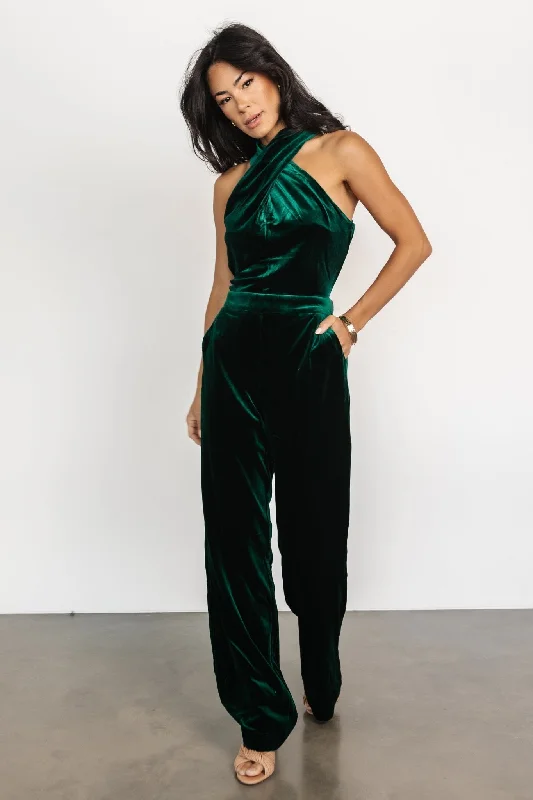 Cleopatra Velvet Jumpsuit | Dark Green