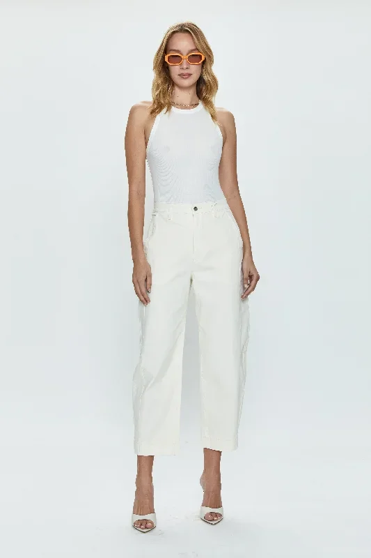 Eli High Rise Arched Trouser - Eggshell