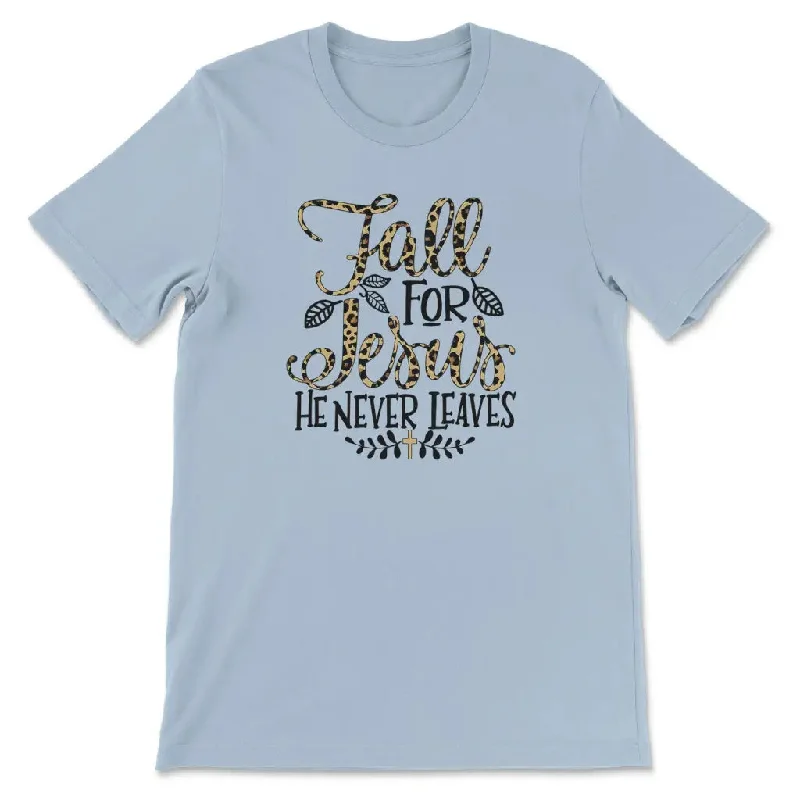 fall-for-jesus-he-never-leaves-leopard-womens-christian-t-shirt