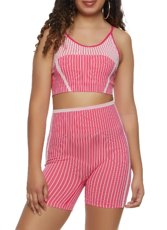 Stripe Seamless Cropped Cami