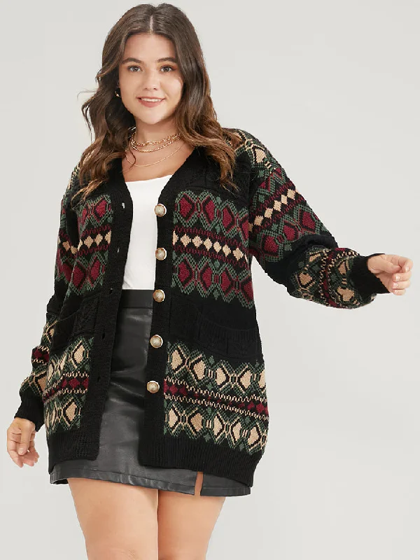 geometric-contrast-pointelle-knit-jacquard-button-front-cardigan-1