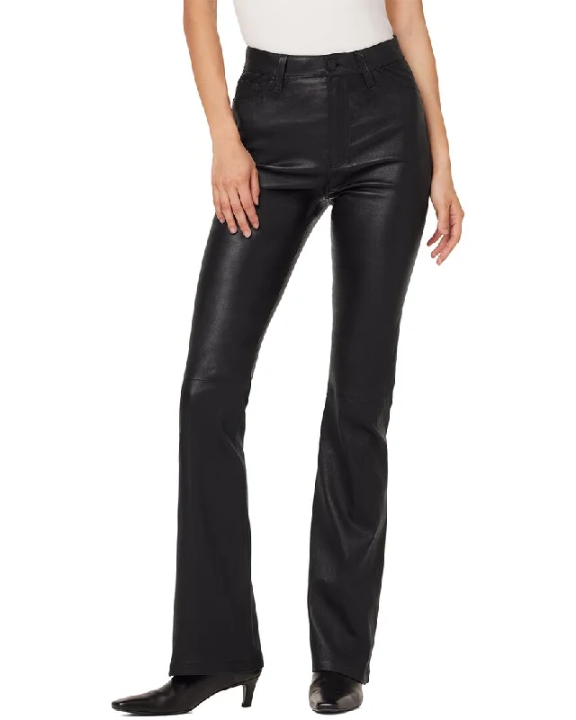 HUDSON Jeans Faye Black Leather Ultra High-Rise Bootcut Jean