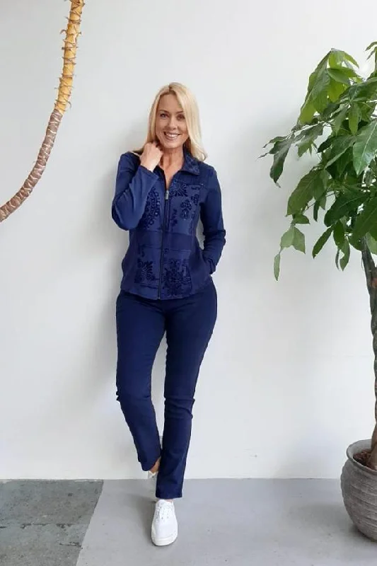 Jeans with Studded Detail in Indigo