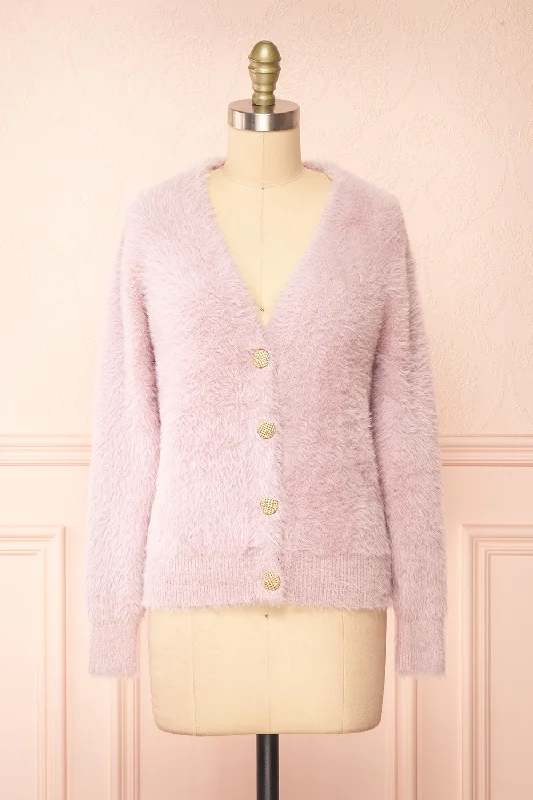 Leni Mauve | Fuzzy Cardigan