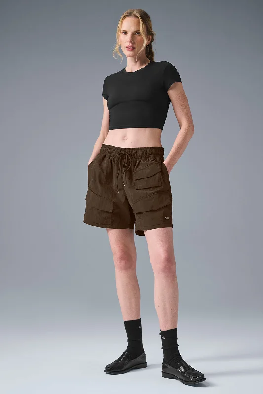 7"" Crinkle Nylon Excursion Cargo Short - Espresso