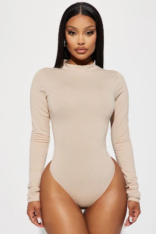 Melanie Mock Neck Bodysuit - Taupe