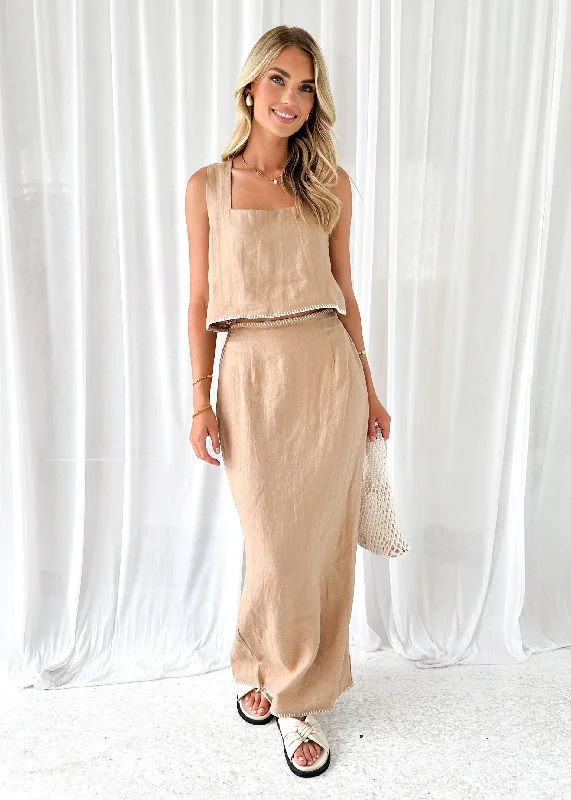 Nala Linen Crop - Camel