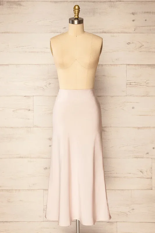 Neveah Champagne | Silky Midi Skirt