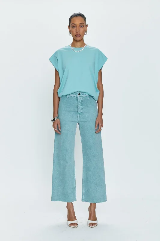 Penny High Rise Wide Leg Crop - Aqua Snow