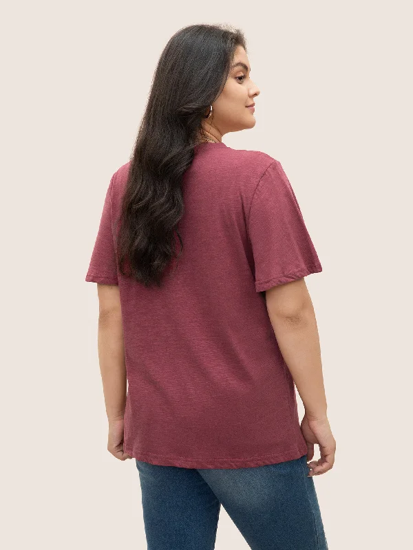 plain-ruffle-sleeve-heather-v-neck-t-shirt