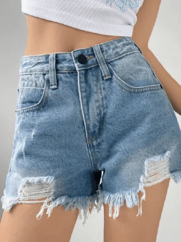 Ripped Burr A Shape Denim Short