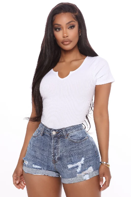 Ruby High Waist Denim Shorts - Medium Blue Wash