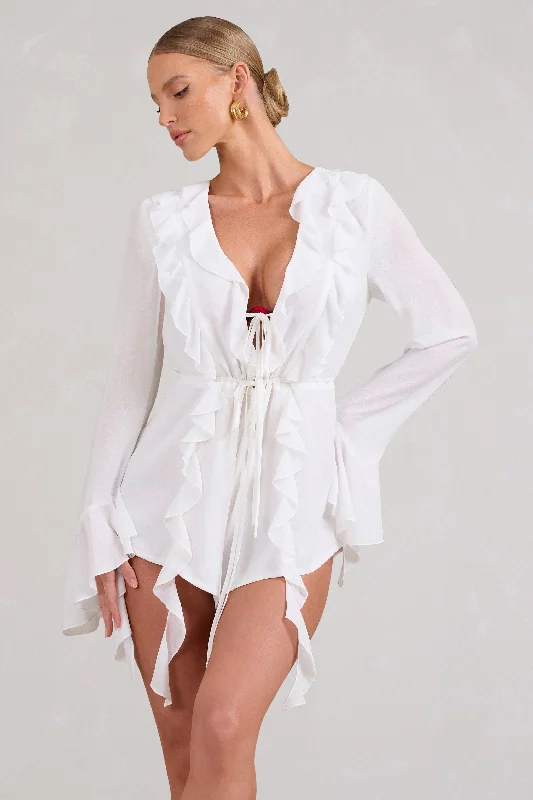 sauvage-white-chiffon-ruffle-plunge-long-sleeve-playsuit-cl128632005