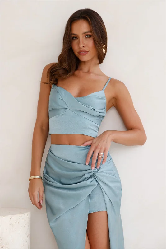 Simple Pleasure Satin Crop Top Mint