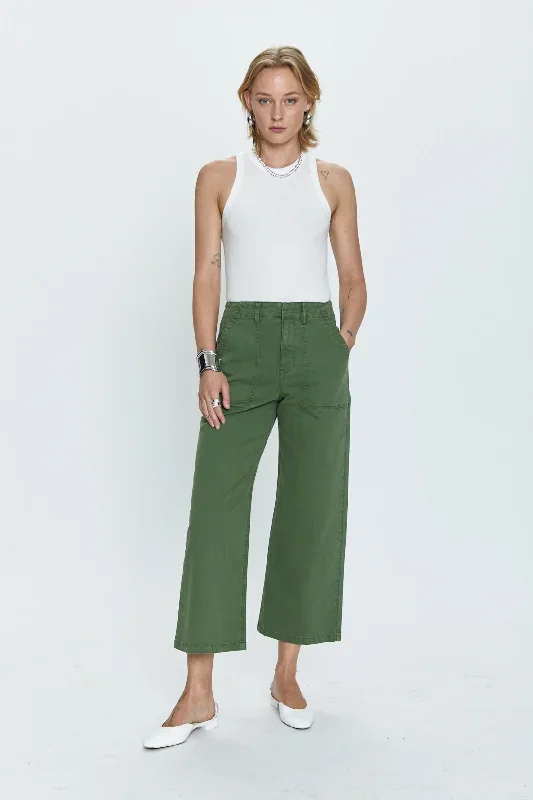 Sophia Wide Leg Utility Ankle - Basil