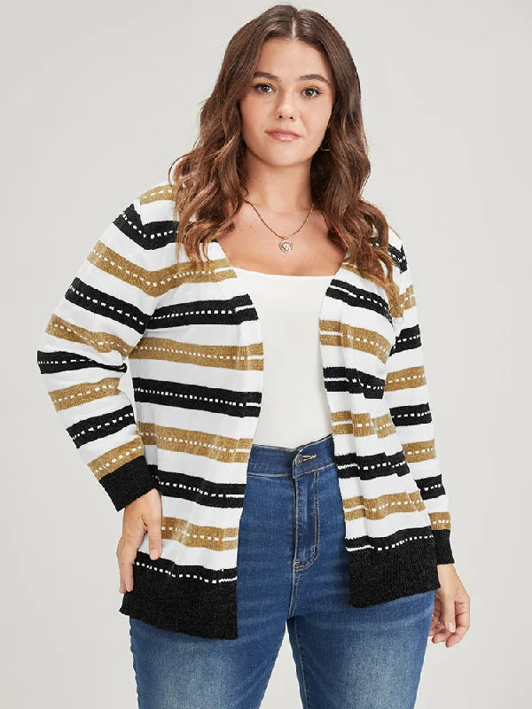 striped-contrast-pointelle-knit-jacquard-open-front-cardigan