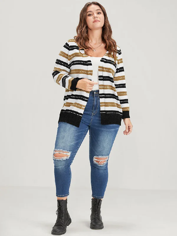 striped-contrast-pointelle-knit-jacquard-open-front-cardigan