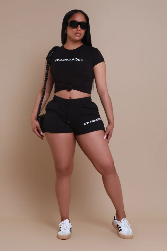 Swankaposh Logo Jogger Shorts - Black/White