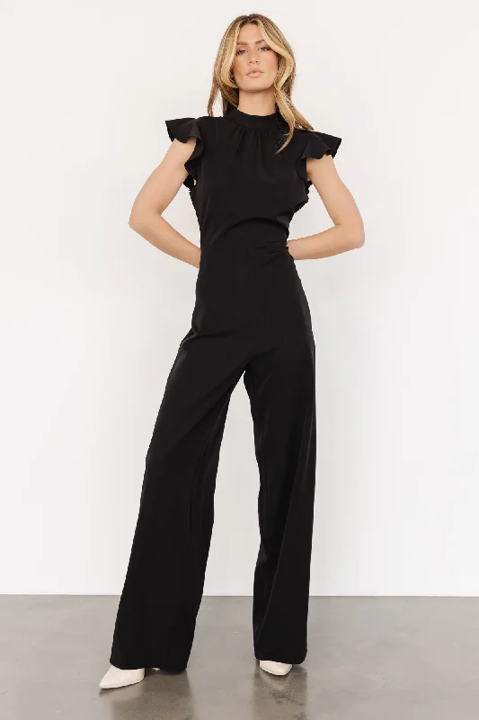 Tana Mock Neck Jumpsuit | Black