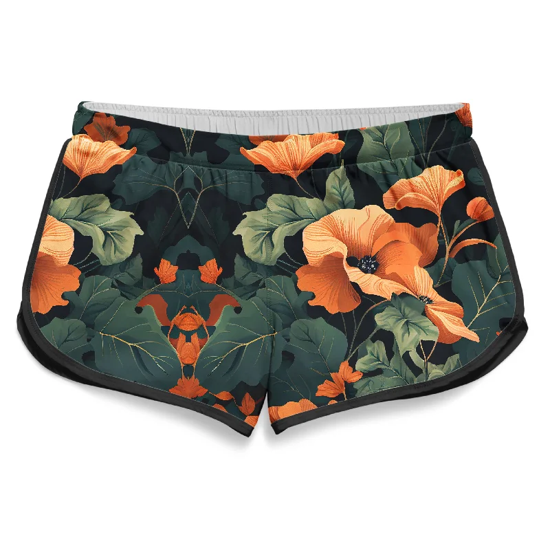 Tangerine Floral Women's Retro Shorts