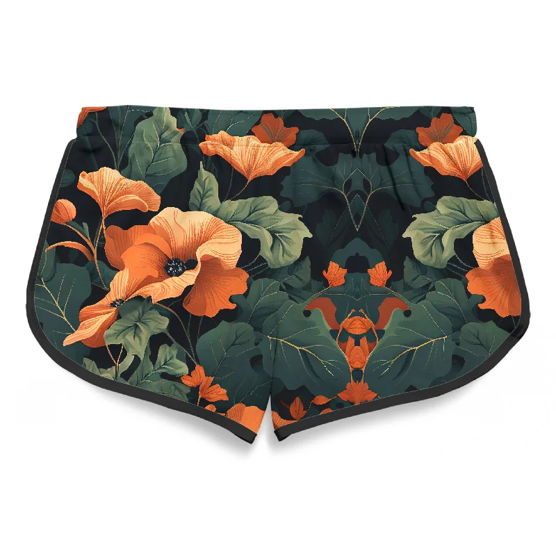 tangerine-floral-womens-retro-shorts