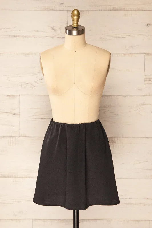 Tourcoing | Short Black Skirt w/ Elastic Waist