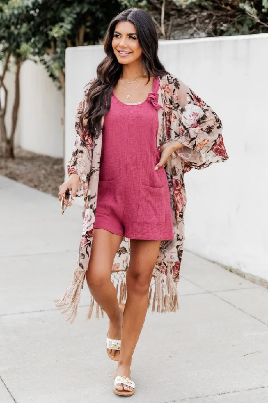 Unapologetically You Beige Velvet Floral Fringe Hem Kimono