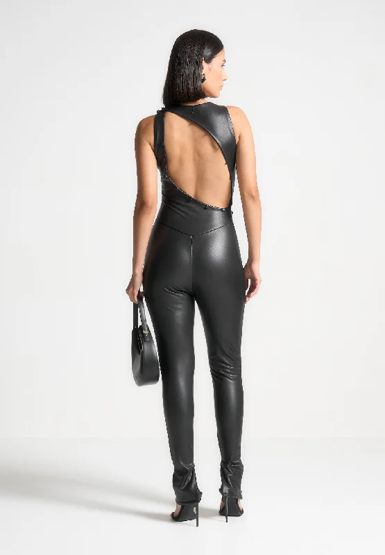 vegan-leather-cut-out-button-detail-jumpsuit-black