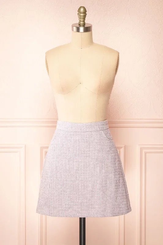 Veranne Lilac | Short A-Line Tweed Skirt