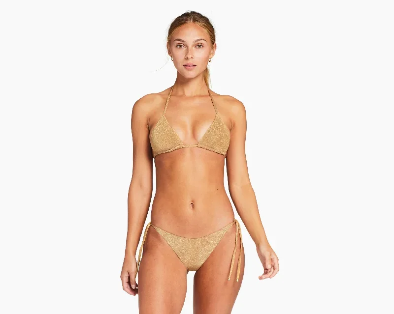 Vitamin A Swim Elle Adjustable Tie Side Bottom - Golden Glow Metallic