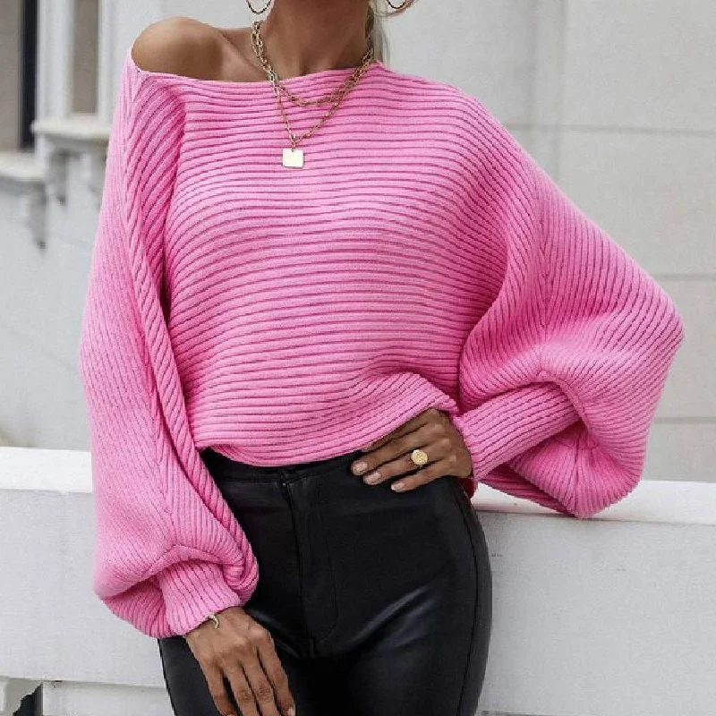 Hot Pink Ribbed Batwing Sleeve Top