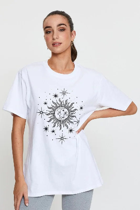 White Graphic T Shirt Short Sleeve