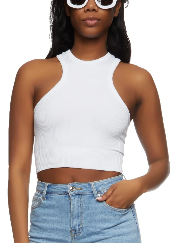 Rib Knit Seamless Cropped Tank Top