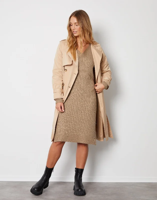 womens-camel-brown-v-neck-long-raglan-sleeve-knitted-ladies-midi-dress-tbli07802c